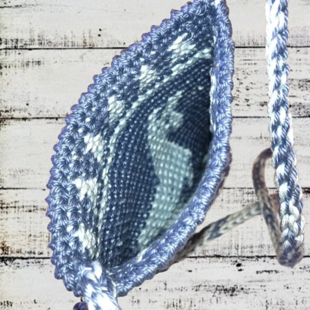 Little Girls Knit Shouder Crossbody Bag Purse Blue Llama Horse Double Sided
